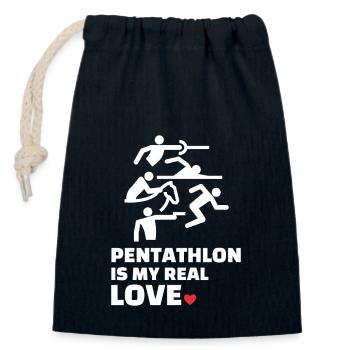 J’adore le pentathlon - Sac cadeau en coton avec cordon (14 x 20 cm) - bleu marine - Devant