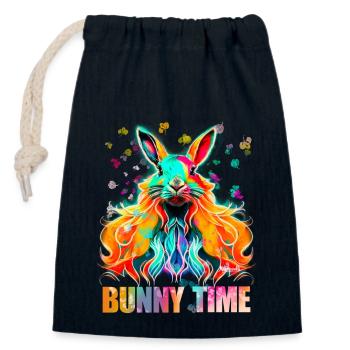 BunnyTime Hair Art - Closable cotton gift bag (14x20cm) - navy - Front