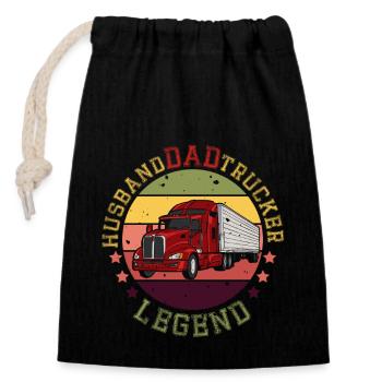 EHEMANN VATER TRUCKER LEGENDE - Verschließbarer Geschenkbeutel aus Baumwolle (14x20cm) - Schwarz - Vorne