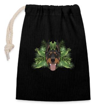 Tropical Dobermann - Verschließbarer Geschenkbeutel aus Baumwolle (14x20cm) - Schwarz - Vorne