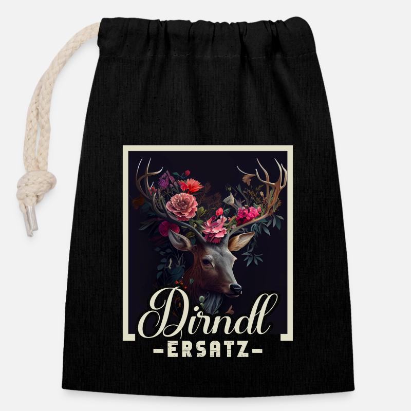 Dirndl Ersatz Dirndl Trachten Kostüm Dirndl Ersatz - Verschließbarer Geschenkbeutel aus Baumwolle (14x20cm) - Schwarz