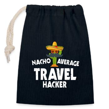 Nacho Durchschnittlicher Travel Hacker - Verschließbarer Geschenkbeutel aus Baumwolle (14x20cm) - Navy - Vorne
