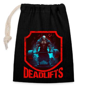 Deadlifts Gym Fitness Lustiges Training - Verschließbarer Geschenkbeutel aus Baumwolle (14x20cm) - Schwarz - Vorne