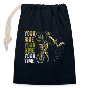 Your Ride Your Vibe Your Time Motocross - Verschließbarer Geschenkbeutel aus Baumwolle (14x20cm) - Navy - Vorne