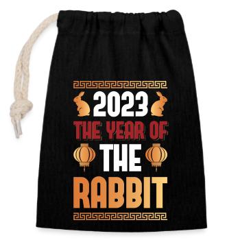 2023 L’année du zodiaque chinois lapin - Sac cadeau en coton avec cordon (14 x 20 cm) - noir - Devant
