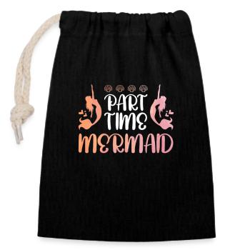 Part-Time Mermaid - Closable cotton gift bag (14x20cm) - black - Front