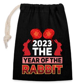 2023 L’année du zodiaque chinois lapin - Sac cadeau en coton avec cordon (14 x 20 cm) - noir - Devant