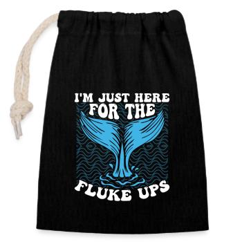 Whale Watching Fluke Ups Funny Marine Mammal - Closable cotton gift bag (14x20cm) - black - Front