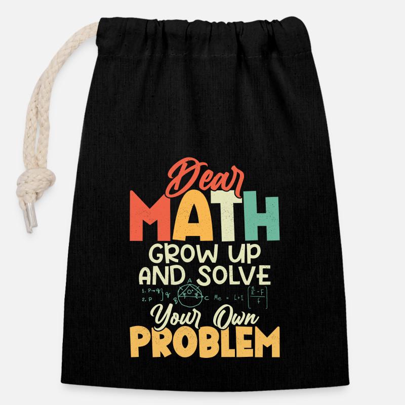 Dear Math, Grow Up Education School - Verschließbarer Geschenkbeutel aus Baumwolle (14x20cm) - Schwarz