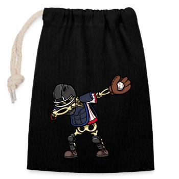 Dabbing Skeleton Catcher Baseballspieler - Verschließbarer Geschenkbeutel aus Baumwolle (14x20cm) - Schwarz - Vorne