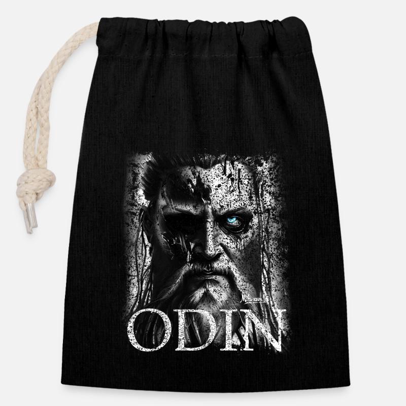 Odin - Closable cotton gift bag (14x20cm) - black