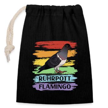 Flamant rose de Ruhrpott - Sac cadeau en coton avec cordon (14 x 20 cm) - noir - Devant