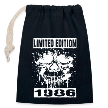 Édition limitée 1986 - Sac cadeau en coton avec cordon (14 x 20 cm) - bleu marine - Devant
