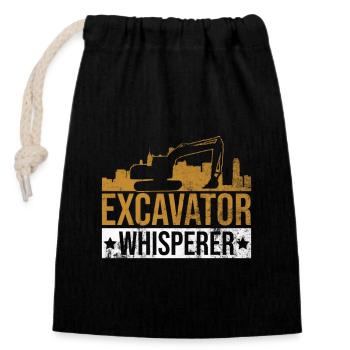 Baggerfahrer Bagger Baggern - Sac cadeau en coton avec cordon (14 x 20 cm) - noir - Devant