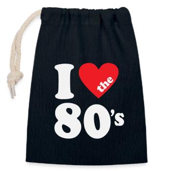 I Love the 80s Retro Karneval 80er Mottoparty - Verschließbarer Geschenkbeutel aus Baumwolle (14x20cm) - Navy - Vorne