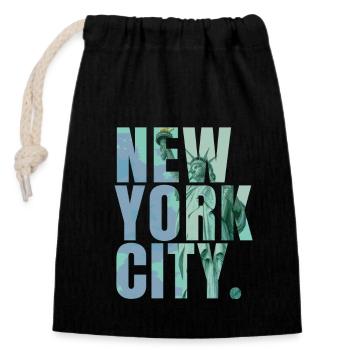 Souvenir de la Statue de la Liberté des États-Unis à New York - Sac cadeau en coton avec cordon (14 x 20 cm) - noir - Devant