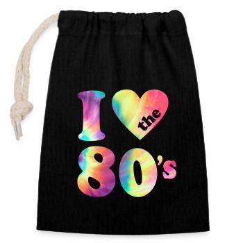 I Love the 80s Retro Karneval 80er Mottoparty - Verschließbarer Geschenkbeutel aus Baumwolle (14x20cm) - Schwarz - Vorne