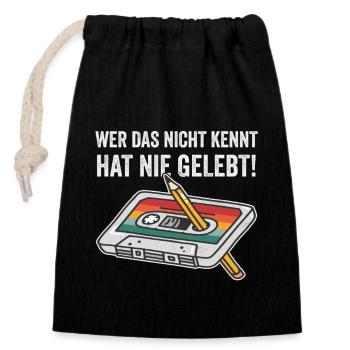 80er Jahre 90er Jahre Kassette Stift Retro Lustig - Verschließbarer Geschenkbeutel aus Baumwolle (14x20cm) - Schwarz - Vorne