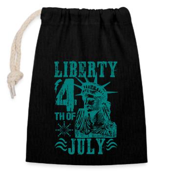 LIBERTY 4. JULI - Verschließbarer Geschenkbeutel aus Baumwolle (14x20cm) - Schwarz - Vorne