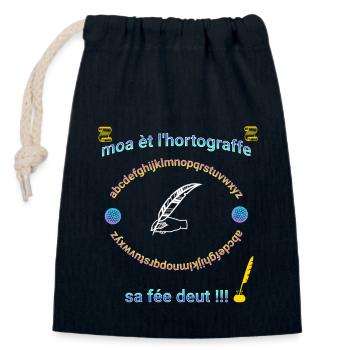 moa èt l hortograffe 2 - Sac cadeau en coton avec cordon (14 x 20 cm) - bleu marine - Devant