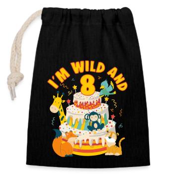 Im Wild And 8 Year-Old Bday Party Gift For Kids - Verschließbarer Geschenkbeutel aus Baumwolle (14x20cm) - Schwarz - Vorne