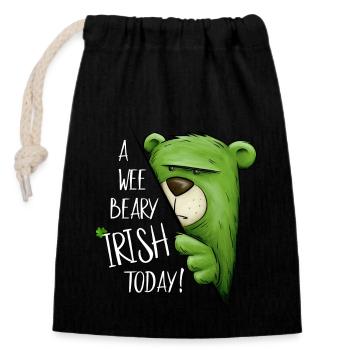 A Wee Beary Irish Today Green Bear St Pattys Day - Closable cotton gift bag (14x20cm) - black - Front