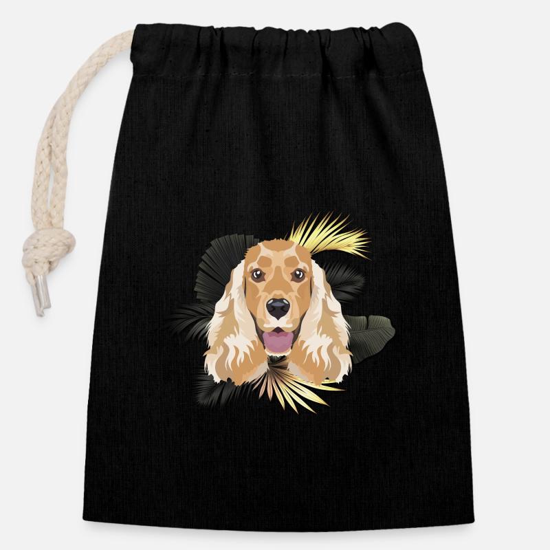 Golden Dog Engelska Cocker Spaniel - Förslutningsbar presentpåse av bomull (14 x 20 cm) - svart