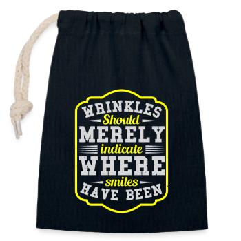 WRINKLES SHOULD MERELY INDICATE WHERE SMILES HAVE - Closable cotton gift bag (14x20cm) - navy - Front