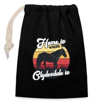 Clydesdale Pferdebesitzer Zugpferdebesitzer - Verschließbarer Geschenkbeutel aus Baumwolle (14x20cm) - Schwarz - Vorne