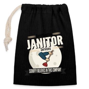 Scruffington Janitor Services Caretaker - Closable cotton gift bag (14x20cm) - black - Front