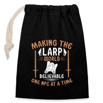 LARP World One PNJ à la fois Jeu de rôle amusant - Sac cadeau en coton avec cordon (14 x 20 cm) - noir - Devant
