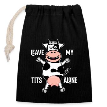 Leave My Tits Alone - Verschließbarer Geschenkbeutel aus Baumwolle (14x20cm) - Schwarz - Vorne