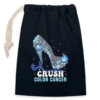 Femmes Combattantes contre le cancer du côlon - Sac cadeau en coton avec cordon (14 x 20 cm) - bleu marine - Devant