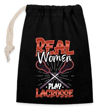 Lacrosse-spieler Lacrosse-trainer Lax Player - Verschließbarer Geschenkbeutel aus Baumwolle (14x20cm) - Schwarz - Vorne