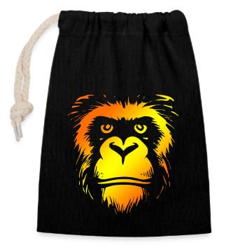 Shrovetide - Carnival - Costume - Saying - Monkey - Closable cotton gift bag (14x20cm) - black - Front