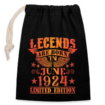 Anniversaire Juin 1924 Edition Limitée Millésime - Sac cadeau en coton avec cordon (14 x 20 cm) - noir - Devant