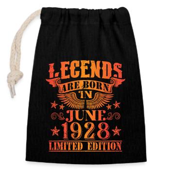 Anniversaire Juin 1928 Edition Limitée Millésime - Sac cadeau en coton avec cordon (14 x 20 cm) - noir - Devant