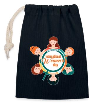 Happy International Women's Day - Closable cotton gift bag (14x20cm) - navy - Front