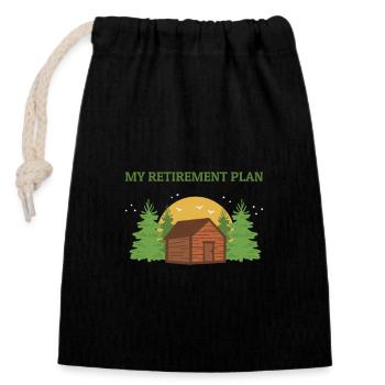 Pension de retraité de camping - Sac cadeau en coton avec cordon (14 x 20 cm) - noir - Devant