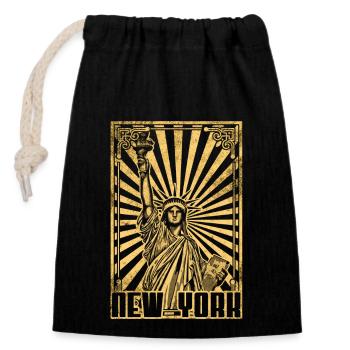 Statue de la Liberté de New York - Sac cadeau en coton avec cordon (14 x 20 cm) - noir - Devant