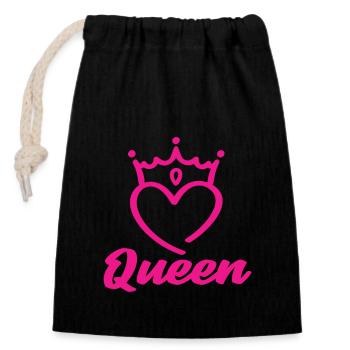 Queen - Closable cotton gift bag (14x20cm) - black - Front
