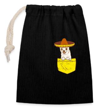 Chihuahua mexicain pieds sombrero cinco de mai - Sac cadeau en coton avec cordon (14 x 20 cm) - noir - Devant