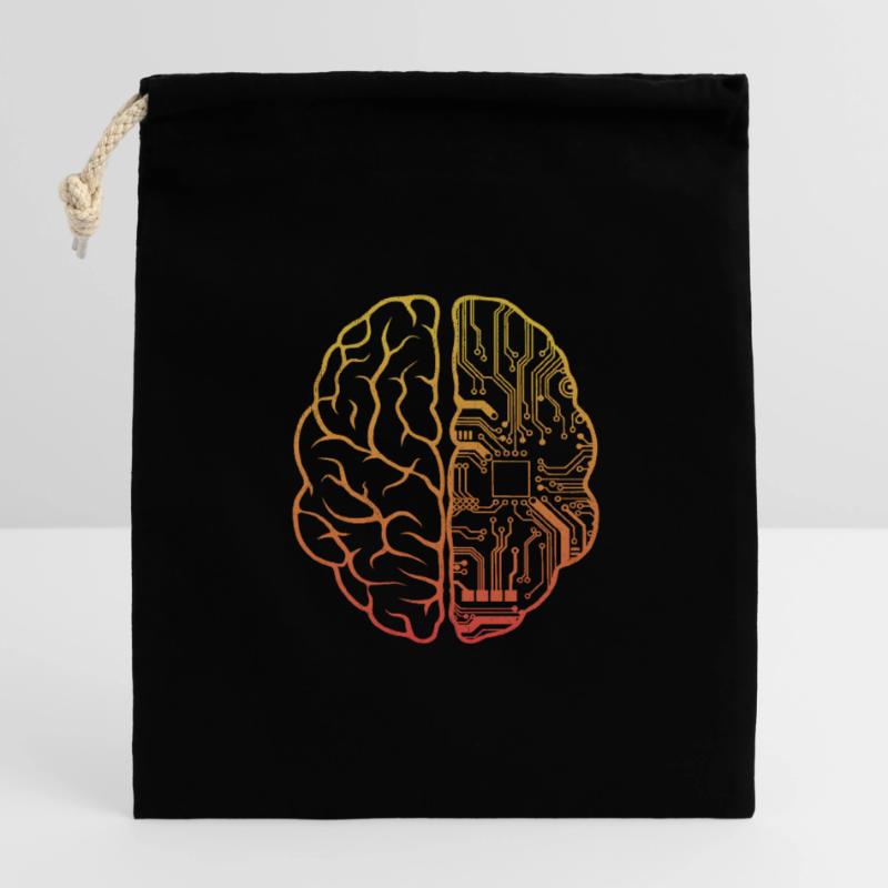 Programmeur Coding - Developer Programming Brain Sac cadeau en coton avec cordon (14 x 20 cm)