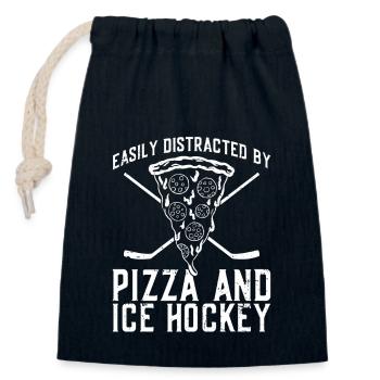 Pizza Pizzabäcker Eishockey - Verschließbarer Geschenkbeutel aus Baumwolle (14x20cm) - Navy - Vorne