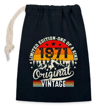 1971 Originaler Jahrgang - Closable cotton gift bag (14x20cm) - navy - Front
