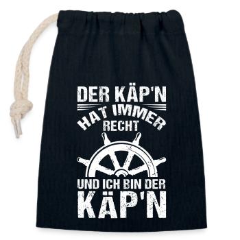 Kapitän Befehl Steuer Steuerbord Meer Maritim Schi - Verschließbarer Geschenkbeutel aus Baumwolle (14x20cm) - Navy - Vorne