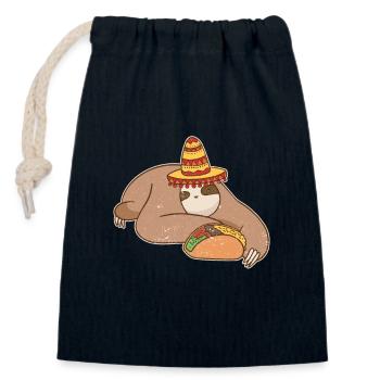 Le paresseux mange du taco mexicain cinco de mayonnaise - Sac cadeau en coton avec cordon (14 x 20 cm) - bleu marine - Devant