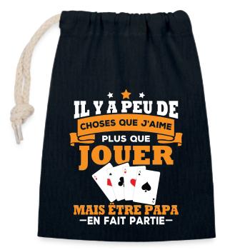 J'aime que jouer poker et être papa - Sac cadeau en coton avec cordon (14 x 20 cm) - bleu marine - Devant
