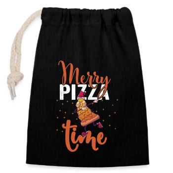 Pizzabäcker Weihnachten Pizza - Closable cotton gift bag (14x20cm) - black - Front