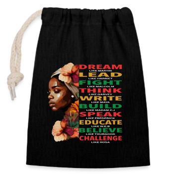 Melanin Black History Month Juneteenth African Pri - Verschließbarer Geschenkbeutel aus Baumwolle (14x20cm) - Schwarz - Vorne